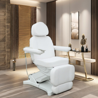 Fauteuil de spa électrique blanc automatique portable de luxe, lit de beauté de salon, 3 moteurs, appui-tête réglable, table de massage en cuir PU