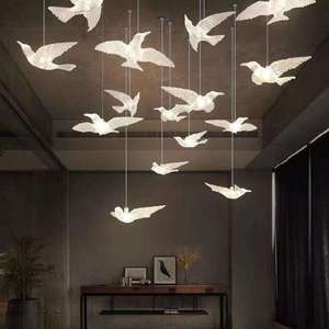 Ornements suspendus en cristal acrylique en forme d'<span class=keywords><strong>oiseau</strong></span> volant avec ligne transparente, décoration <span class=keywords><strong>de</strong></span> fête <span class=keywords><strong>de</strong></span> mariage - Product Image 4