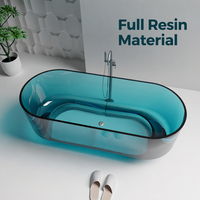 Baignoire de massage de luxe entièrement en résine, ovale translucide, autoportante, moderne, transparente et colorée pour hôtel