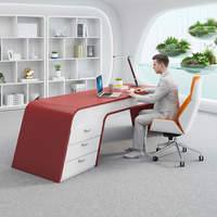 Bureau de direction futuriste et minimaliste rouge et blanc avec finition ultra brillante, fabrication directe OEM/ODM pour bureau de direction haut de gamme