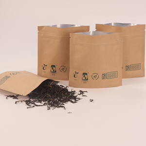 Custom Wholesale GRS Certified Biodegradable Kraft Stand Up Pouch With Zipper High Barrier