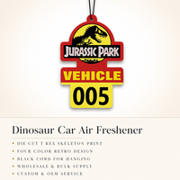 Désodorisant de voiture FTQS en forme de dinosaure, squelette de T-Rex découpé, désodorisant suspendu en papier pour véhicule, cadeau en gros, OEM, marque privée