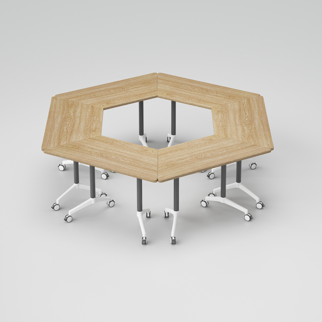 LIWEI Modern Modular Space Saving Flip Top Training Table Foldable Rolling Mesh Chairs Set Wheeled Office Conference Room