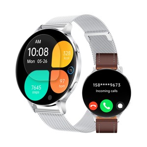 Montre connectée KM100 pour appels Bluetooth, écran AMOLED 1,75 pouces, détection de fréquence cardiaque, assistant vocal IA, notification de messages via application Android - Product Image 3