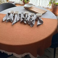 Nappe ronde en lin tissé bicolore de style européen, couvre-table de salle à manger, couleurs de couture personnalisables, marron, linge de table pour la maison