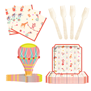 DAMAI - Decoración para Fiestas de Carnaval, Tema de Circo, Platos y Servilletas de Papel para Cumpleaños, Juego con Vasos y Pajitas para 8 Personas - Product Image 5