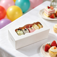 Caja Resistente de Cartón Blanco para Rollo Suizo con Ventana Transparente, Caja Desechable para Empacar Postres y Pastelería para Llevar