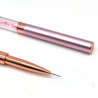 Ensemble de pinceaux double tête personnalisés pour l'art des ongles Pinceau professionnel en gel pour ongles Pinceau ovale en métal rose pour doublure en gel avec manche en strass