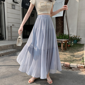 <span class=keywords><strong>Falda</strong></span> Larga de Gasa Plisada para Mujer, Estilo Fotorealista, Diseño Acampanado, Efecto Adelgazante, Colección Verano 2026 - Product Image 4