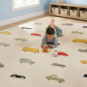 Modern Novelty Car Pattern Kids Area <b>Rug</b> Rectangle Tufted Wool Acrylic Non-Slip Medium Pile for <b>Nursery</b> Room - Product Image 2