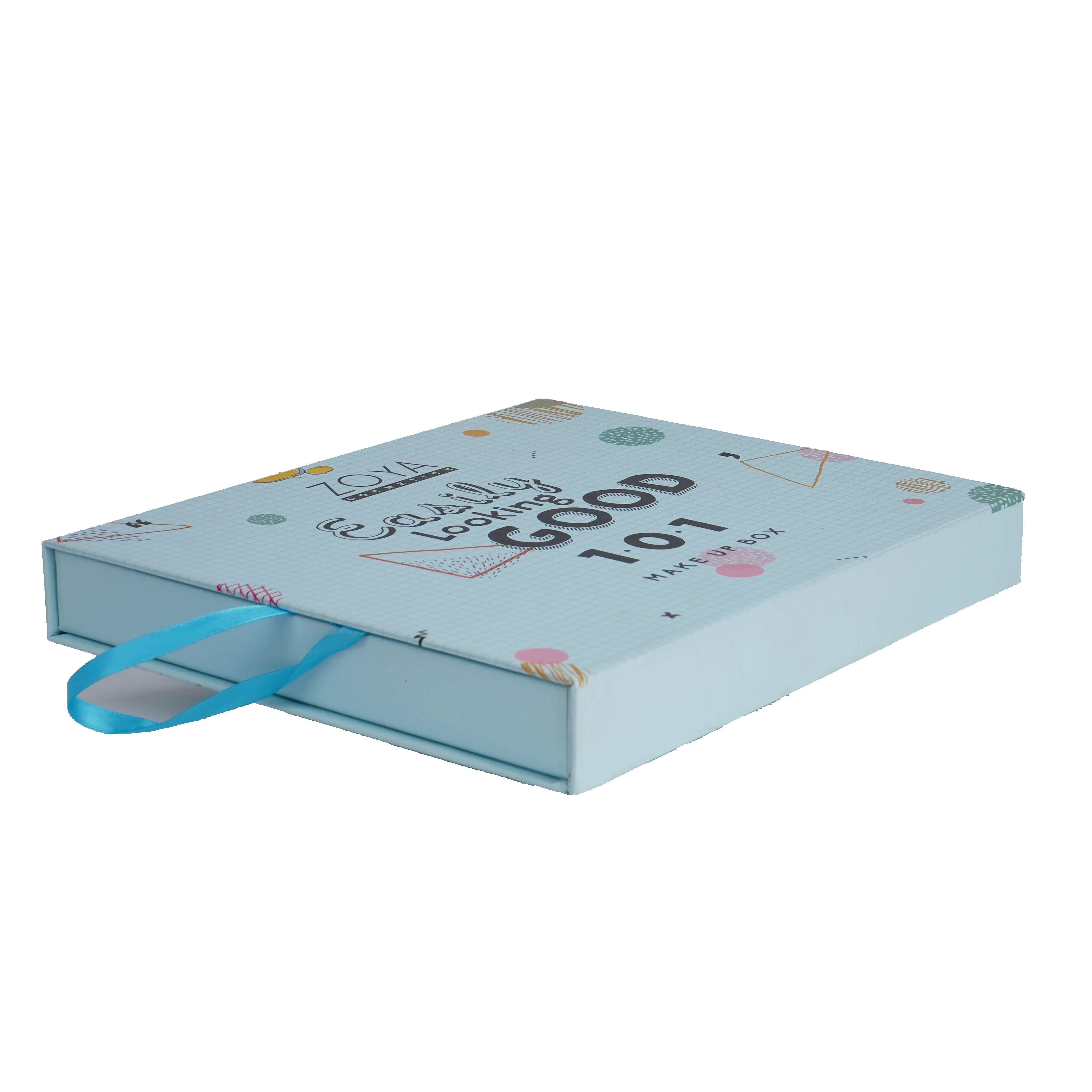 Huashuo Premium scatola rigida personalizzata a forma di libro con tavolozza di ombretti a specchio con nastro