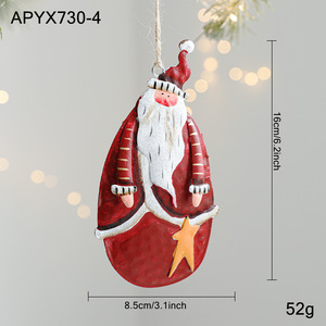 Ciondolo Babbo Natale in ferro, rosso, colorato, decorazione per albero di Natale retrò e invecchiata, oggetto decorativo. - Product Image 4