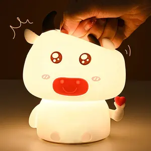 LED Silicone Cow Touch Sensor Lamp 7 Color Pat Lamp Bedside Night Lights For Kids