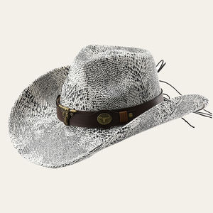 Chapeau unisexe à bord enroulé à motif de <span class=keywords><strong>serpent</strong></span> Chapeau en <span class=keywords><strong>papier</strong></span> de jazz occidental d'été personnalisé Chapeau de cowboy en daim pour hommes Pêche - Product Image 4