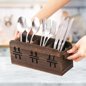 Caja de Almacenamiento de Cubiertos de Madera Rectangular Grabada, Organizador de Mesa para Bodas, Divisor Multiusos para Cocina - Product Image 3