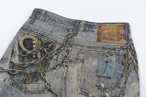 <span class=keywords><strong>Jean</strong></span> baggy vintage Huanqiu pour <span class=keywords><strong>homme</strong></span>, bleu délavé, coupe droite, jambe large, en denim épais et tendance - Product Image 5