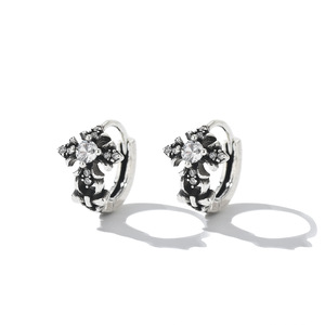 Cross Cuff Earrings Zinc Alloy Claw Setting Zircon Iris Flower Party Jewelry Unisex Geometric Design - Product Image 2