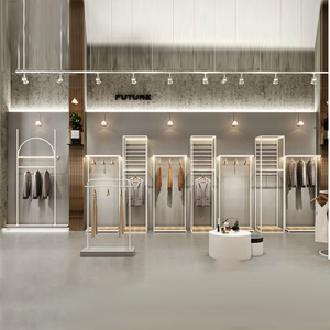 Venta al por mayor Tienda de ropa Estante de ropa al por menor Soportes de exhibición de ropa Personalizar Moden Simple White Clothing Rack <span class=keywords><strong>Boutique</strong></span> - Product Image 2