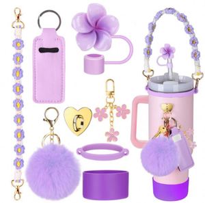 8 Pcs Accessories Set for 40Oz & 30Oz Tumbler Silicone Boot Straw <b>Cap</b> Heart Hook Pompom Lipstick Bag Cup Decorate - Product Image 2