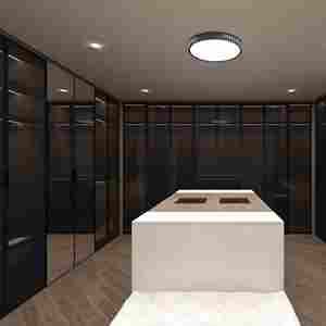 Modern Wardrobe Gray Glass Walkin Closet <strong>LED</strong> Strip Aluminium Closet System Wooden Board Storage Luxury Storage With Island - Product Image 1