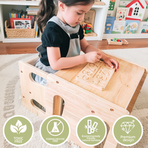 Montessori Toddler tre học tập tháp có thể gập lại xách tay bất gỗ cứng cai sữa bảng hiện đại cho trẻ nhỏ của độc lập - Product Image 5