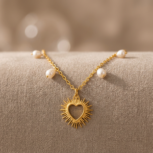 Collar con Diseño de Rayos de Sol y Perlas, Conjunto de Joyería Romántica para Mujer, Cadena de Latón Chapada en Oro de 18K, Colgante para Regalo de Boda o Fiesta - Product Image 3