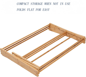 High Quality TiFoldable Eco-Friendly Bamboo <b>Laundry</b> Drying Rack for Bathroom Indoor Outdoor Use - Product Image 3