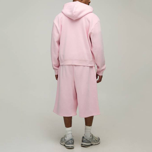 Sweat-shirt à capuche zippé rose en polaire pour homme, 100% coton, tricoté épais, coupe classique, hiver - Product Image 2