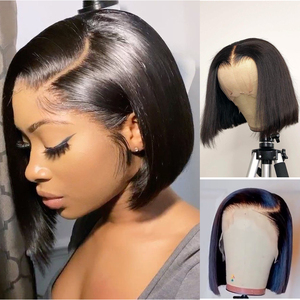 Pelucas cortas bob al por mayor <span class=keywords><strong>con</strong></span> encaje frontal, cabello <span class=keywords><strong>humano</strong></span> brasileño virgen, peluca frontal HD <span class=keywords><strong>con</strong></span> encaje, pelucas estilo bob para mujeres negras, pelucas <span class=keywords><strong>con</strong></span> encaje suizo baratas - Product Image 2