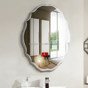定制铝合金大金属框架金色圆镜家居装饰挂墙镜浴室镜