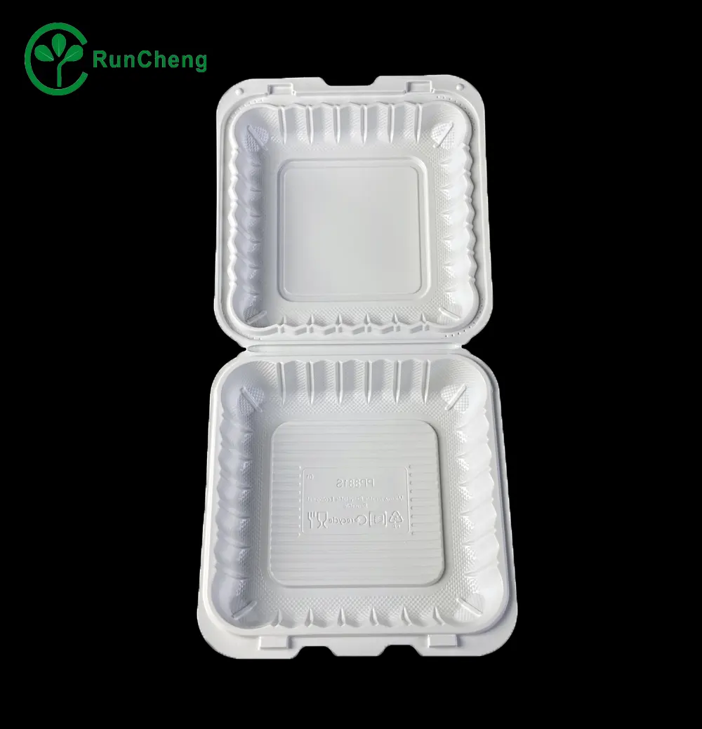 8*8 Inch 1-compartment Disposable Lunchbox Can Be Recycled Takeaway Lunch Box White Takeout Food Container 150pcs/carton