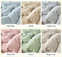 Parure de lit en popeline rayée teinte en fil 100 % coton, poids moyen, tissée 40S, housse de couette et drap-housse pour bébé