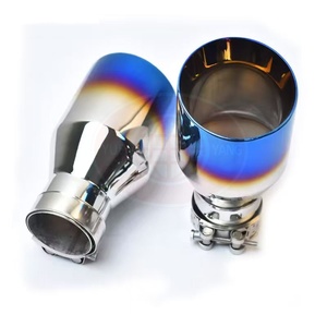 Punta de escape universal de doble capa de acero inoxidable con acabado azul quemado, directamente de fábrica, para silenciador de coche. - Product Image 6