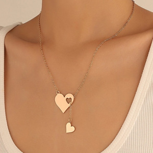 CAIOOCHE Collana con Cuore Traforato in Acciaio Inox, Catena per Clavicola Personalizzabile, <span class=keywords><strong>Gioielli</strong></span> alla Moda per Donna, Regalo per la Festa della Mamma - Product Image 2