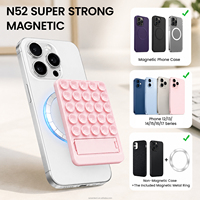 Soporte Magnético Universal N52 para Teléfono con 25 Ventosas de Silicona Reutilizables y Lavables, Soporte Multiusos para Coche y Escritorio