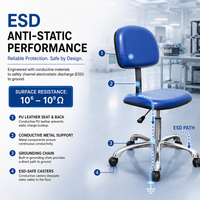 Chaise antistatique Leenol ESD en cuir PU de qualité salle blanche, sans accoudoirs, pour laboratoire de test électronique
