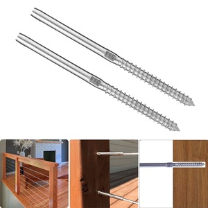 Conector de acero inoxidable Eda para madera, 10 mm, 18 pulgadas, kit de barandilla de cable de acero para exteriores - Product Image 1