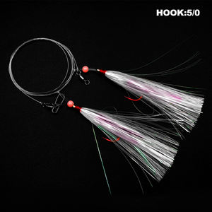 Nouveau 3/0 5/0 Red Octopus Hook Bucktail Teaser Rig Flash Bait Pr-Rigged Saltwater Boat Fishing Rigs for Sea Fishing Techniques - Product Image 6