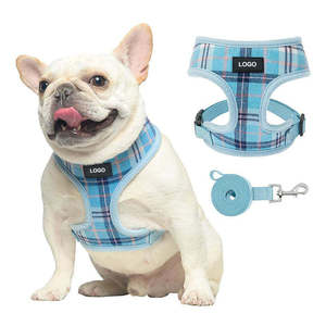 Harnais élégant pour chiot à carreaux rembourré en polyester Air Mesh Bowknot réglable pour chiens de 5 à 15 lb - Product Image 3