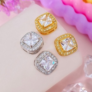 Wholesale Korean Bulk in Stock 18K Gold Plated Waterproof Cubic Zirconia Square <b>Stud</b> Earrings for Women - Product Image 5