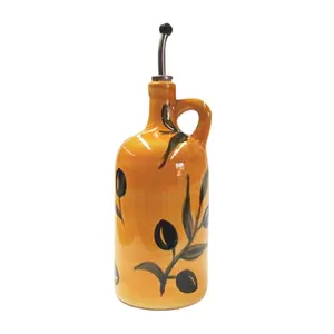 Mehrfarbige umwelt freundliche Keramik Olivenöl Flasche hand gefertigte glasierte Porzellan Öl flasche Porzellan Ton Flüssigkeits spender