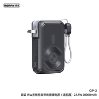 Cargador Inalámbrico Magnético REMAX CP-2 de 15W con Cable Integrado, Cargador Rápido de 22.5W, Banco de Energía de 20000mAh con Enchufe de CA