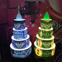 Prix d'usine 4 couches joyeux anniversaire LED affichage de gâteau discothèque fête Table présentateur Premium fournitures de fête promotionnelles