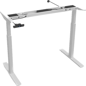 Deluxe Electric Dual Motor Office Desk Sitting Upright Computer Lift Table White Frame Height Adjustable