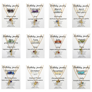Collier multi-rangs en cristal avec <span class=keywords><strong>pierre</strong></span> <span class=keywords><strong>de</strong></span> <span class=keywords><strong>naissance</strong></span> du mois <span class=keywords><strong>de</strong></span> <span class=keywords><strong>naissance</strong></span>, zircon, or, acier inoxydable, charme du zodiaque pour femmes - Product Image 3