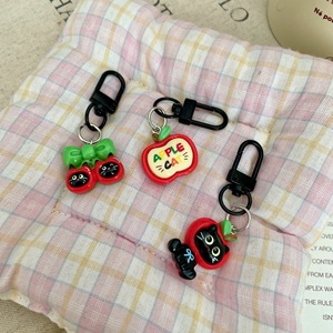 Nouveau porte-clés en métal, pendentif mignon en forme de pomme et de chat pour sacs, accessoires de sac, breloques - Product Image 3