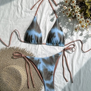 Bikini de Alta Calidad 2026, Nuevo Modelo, Estampado de Leopardo, Color Sólido, Sexy, Traje de Baño de Dos Piezas para Mujer, Triangular - Product Image 1