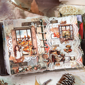 30 Fogli/confezione Poesie per la Serie Autunnale, Adesivi Decorativi Retrò per le Feste, Pacchetto di Adesivi Fustellati in PET, Decorazioni Artigianali per Diari - Product Image 1