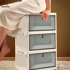 XinHang 多層防塵折りたたみ式シューズラック 収納キャビネット 長方形PPスニーカー用透明シューズボックスコンテナ - Product Image 2