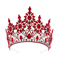 Diadème de Mariée de Luxe en Cristal Rose, Vert, Rouge Champagne et Blanc, Couronne de Strass pour Mariage, Concours de Beauté, Quinceañera, Accessoires Cheveux Femme